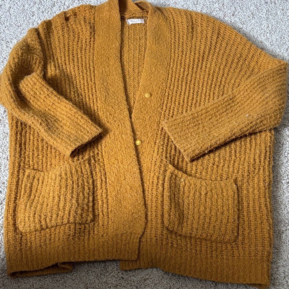 Altar'd State Mustard Knit Cardigan